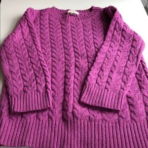 Lands’ End Purple Wool-Blend 3/4 Sleeve Sweater